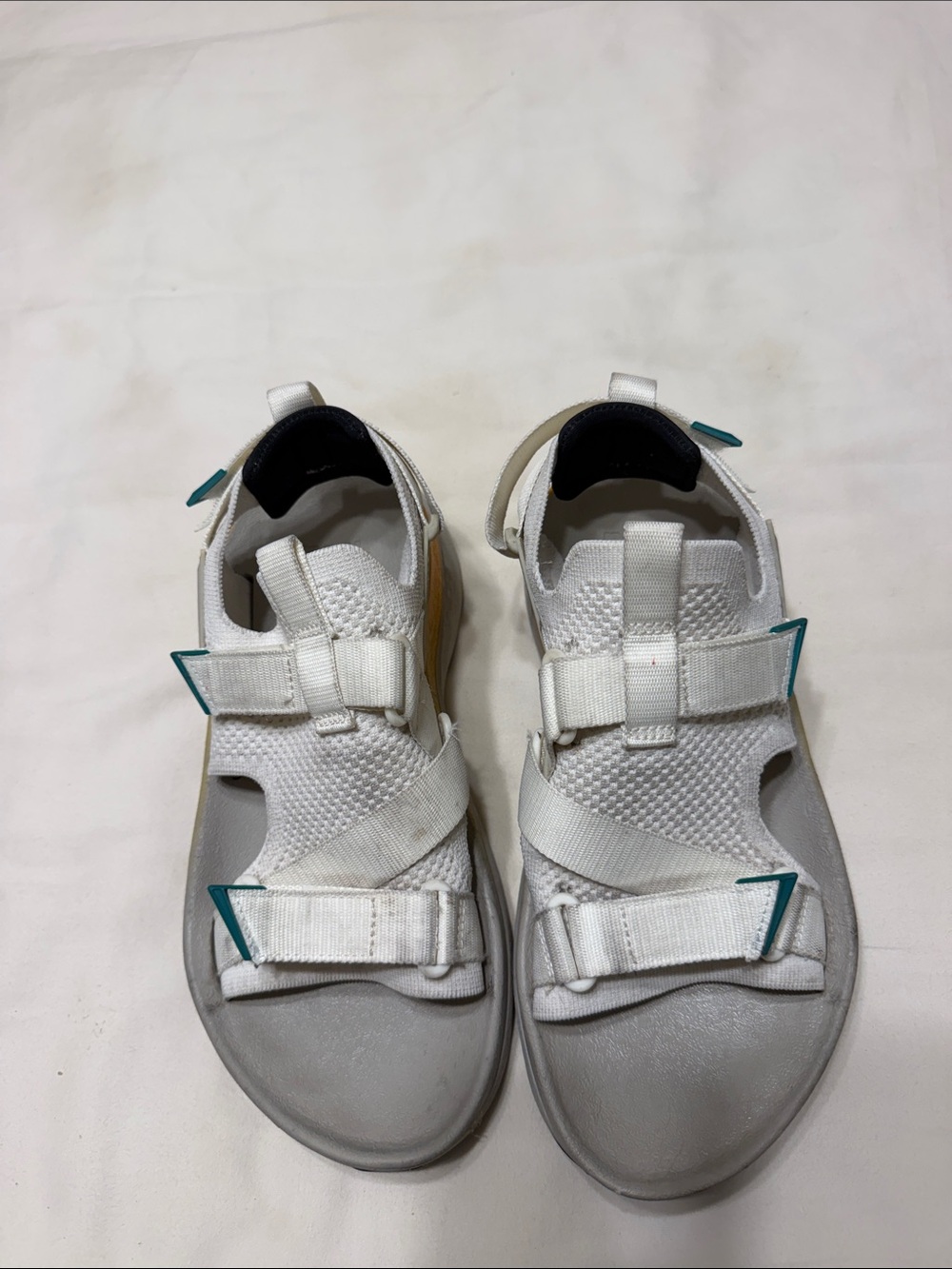 White Women's Sport Sandals with Teal Accents
